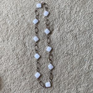 Vintage White lucite and metal necklace 17 inches length